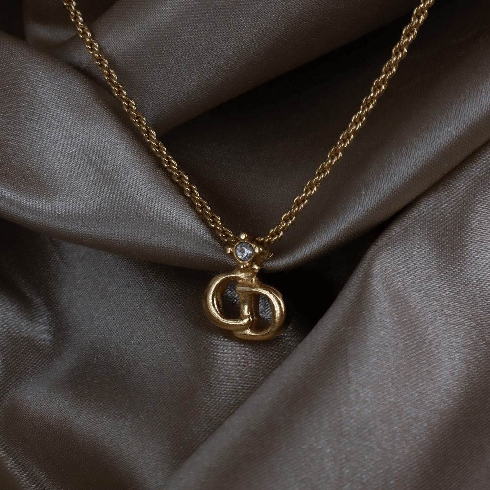 CHRISTIAN DIOR 吊墜閃石項鏈(金)| 1990年代款 | 秒殺熱賣款 - Vintasy項鏈