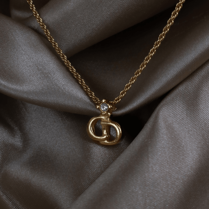 CHRISTIAN DIOR 吊墜閃石項鏈(金)| 1990年代款 | 秒殺熱賣款 - Vintasy項鏈