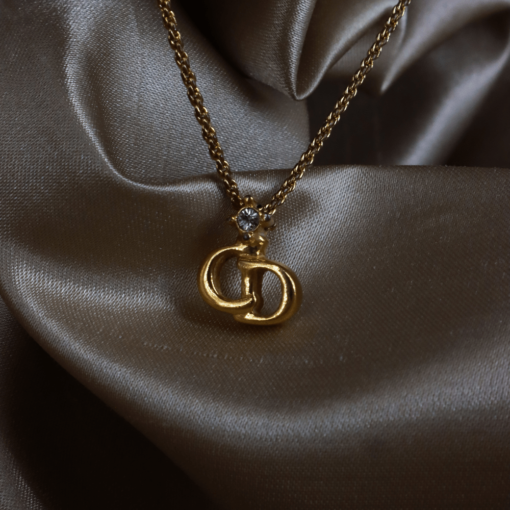 CHRISTIAN DIOR 吊墜閃石項鏈(金)| 1990年代款 | 秒殺熱賣款 - Vintasy項鏈