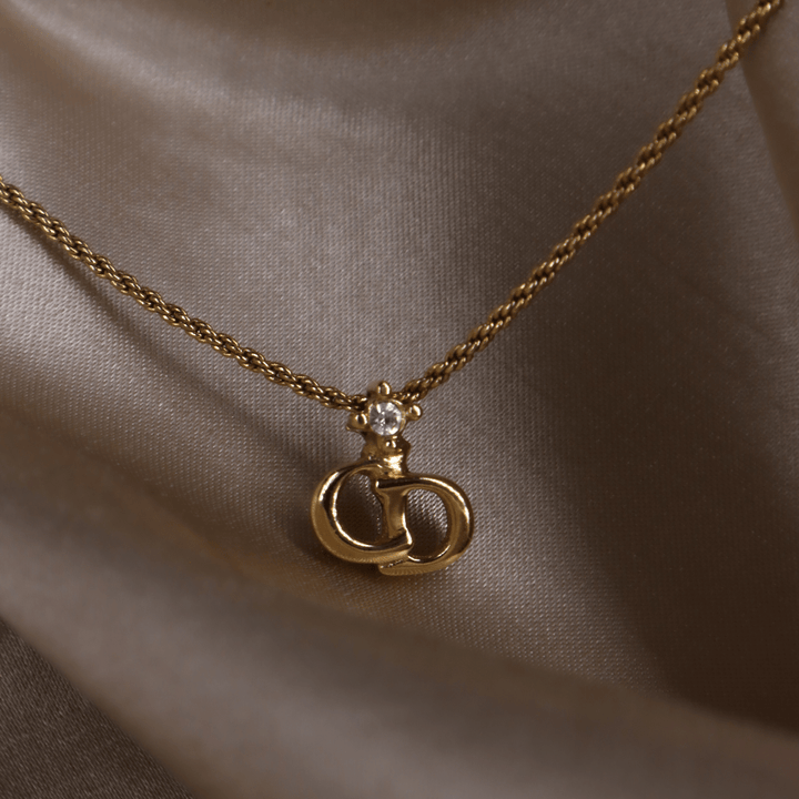 CHRISTIAN DIOR 吊墜閃石項鏈(金)| 1990年代款 | 秒殺熱賣款 - Vintasy項鏈