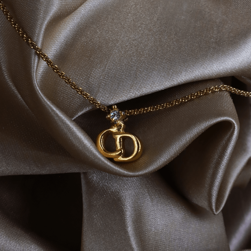 CHRISTIAN DIOR 吊墜閃石項鏈(金)| 1990年代款 | 秒殺熱賣款 - Vintasy項鏈