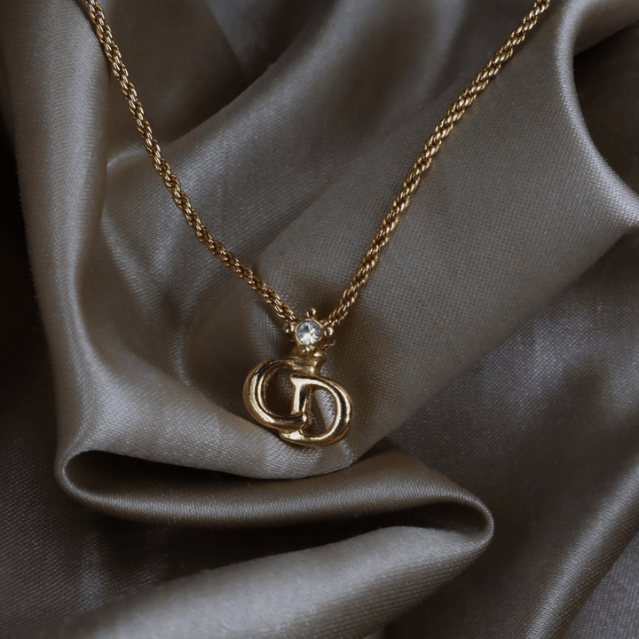 CHRISTIAN DIOR 吊墜閃石項鏈(金)| 1990年代款 | 秒殺熱賣款 - Vintasy項鏈