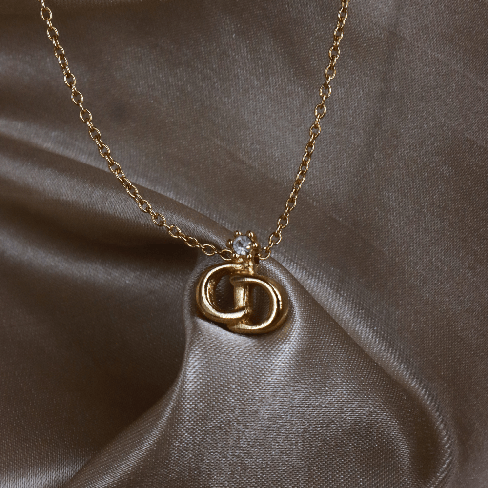 CHRISTIAN DIOR 吊墜閃石項鏈(金)| 1990年代款 | 秒殺熱賣款 |附原裝麈袋 - Vintasy項鏈