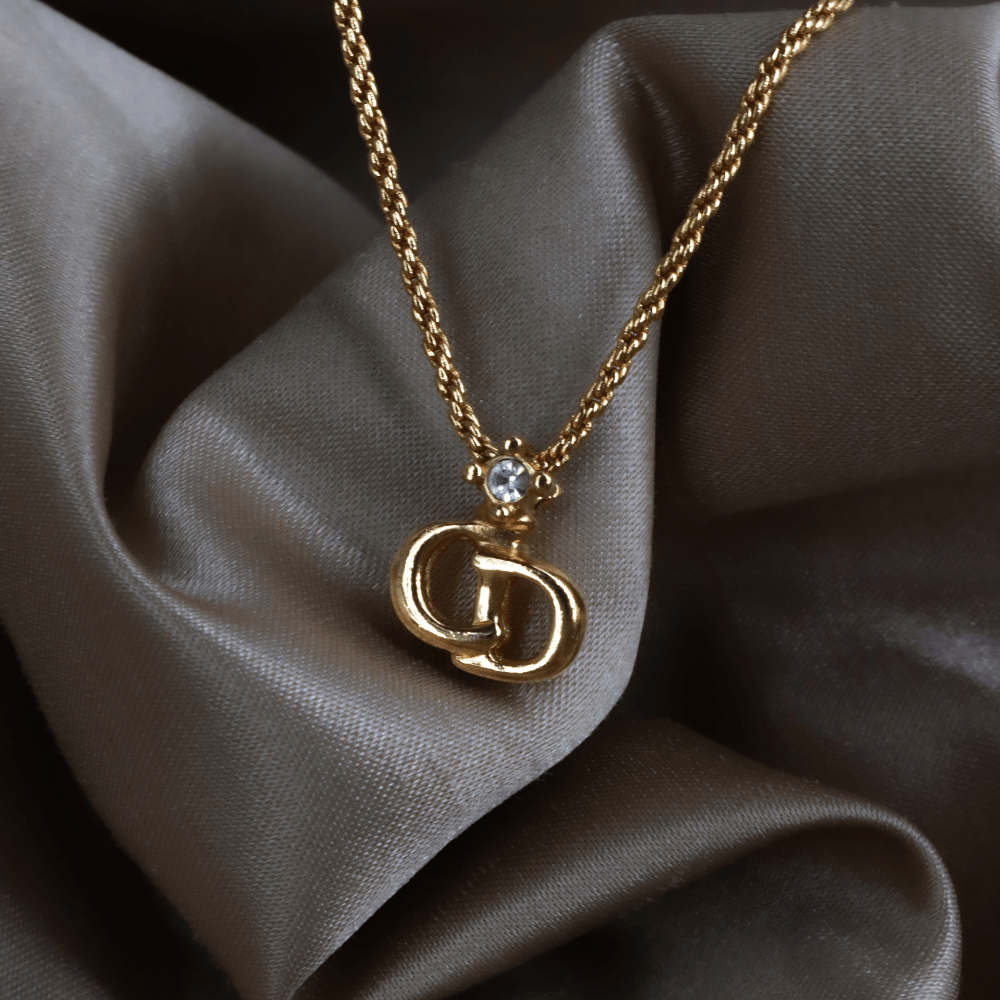 CHRISTIAN DIOR 吊墜閃石項鏈(金)| 1990年代款 | 秒殺熱賣款 - Vintasy項鏈