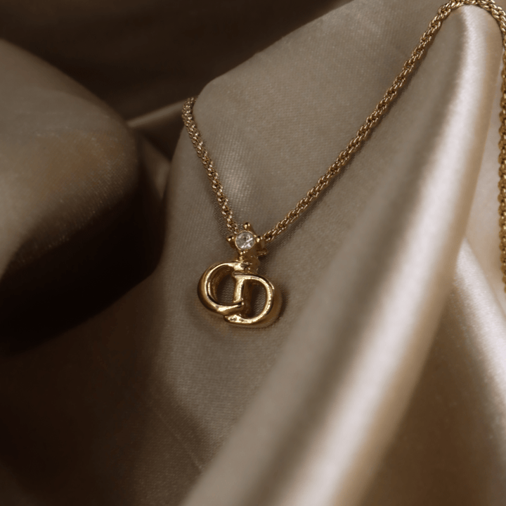 CHRISTIAN DIOR 吊墜閃石項鏈(金)| 1990年代款 | 秒殺熱賣款 - Vintasy項鏈