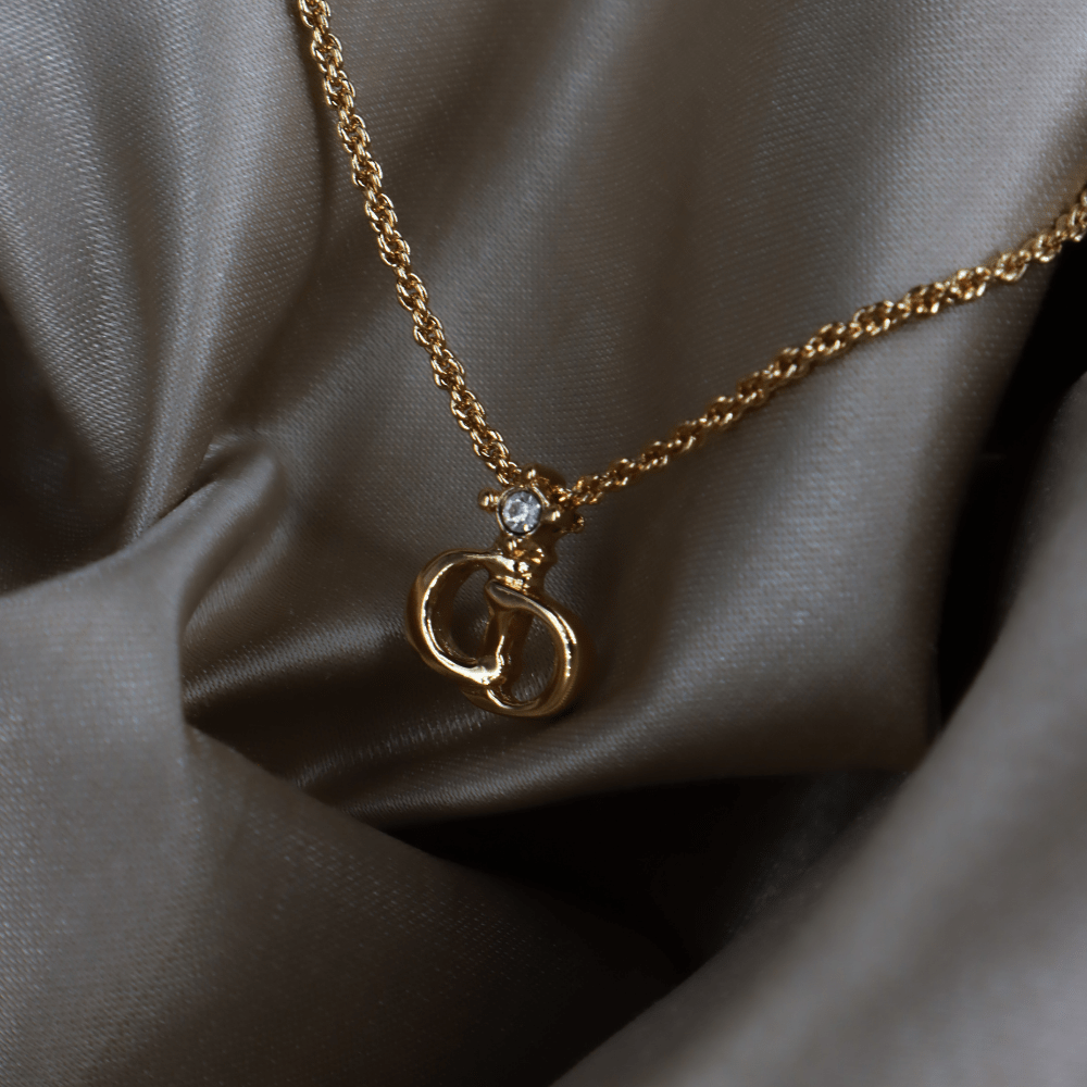 CHRISTIAN DIOR 吊墜閃石項鏈(金)| 1990年代款 | 秒殺熱賣款 - Vintasy項鏈