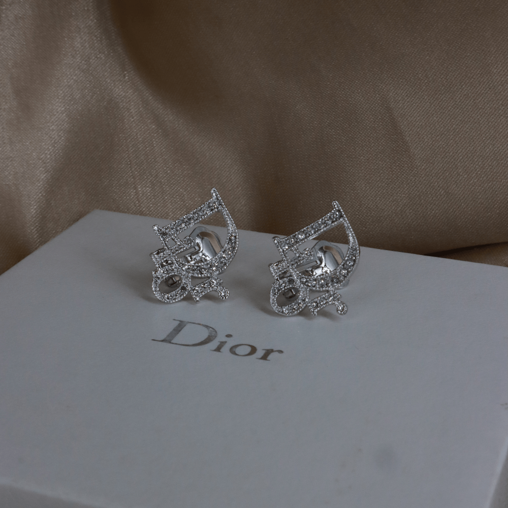 CHRISTIAN DIOR 閃石耳夾 | 2000年代| 未使用品連原盒 - Vintasy