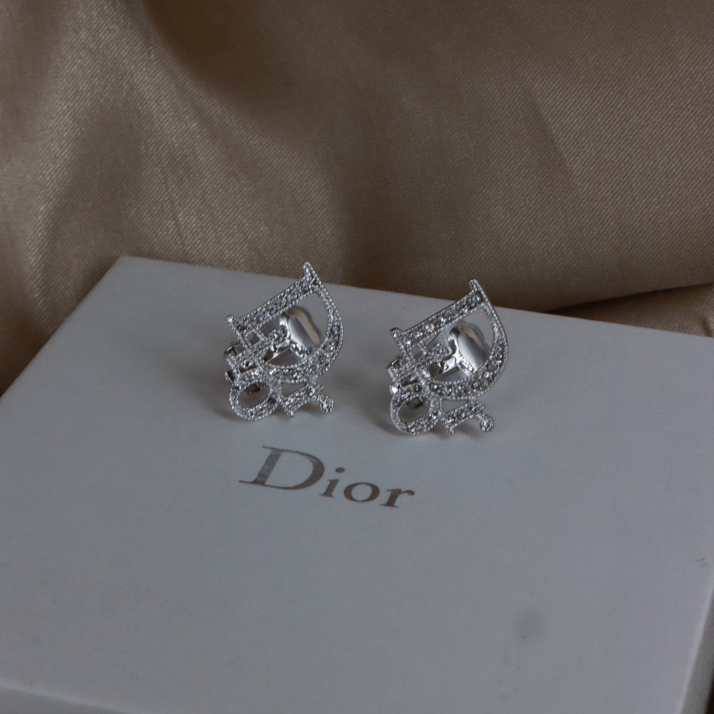 CHRISTIAN DIOR 閃石耳夾 | 2000年代| 未使用品連原盒 - Vintasy