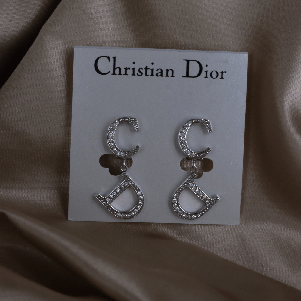 CHRISTIAN DIOR CD閃石耳夾 | 1990年代款 | 未使用品級別 - Vintasy