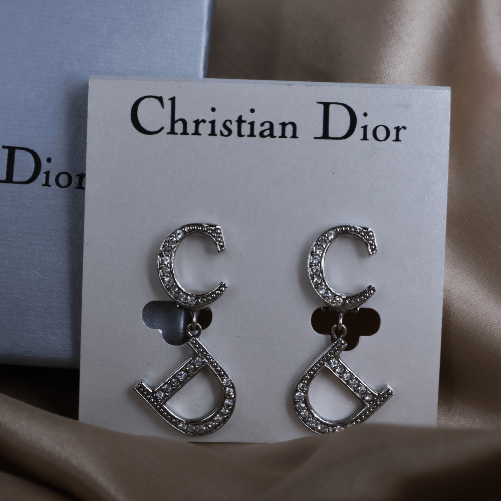 CHRISTIAN DIOR CD閃石耳夾 | 1990年代款 | 未使用品級別 - Vintasy