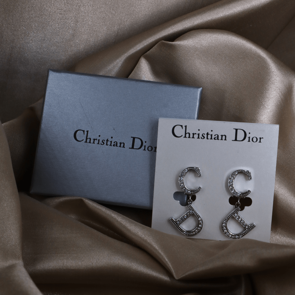 CHRISTIAN DIOR CD閃石耳夾 | 1990年代款 | 未使用品級別 - Vintasy