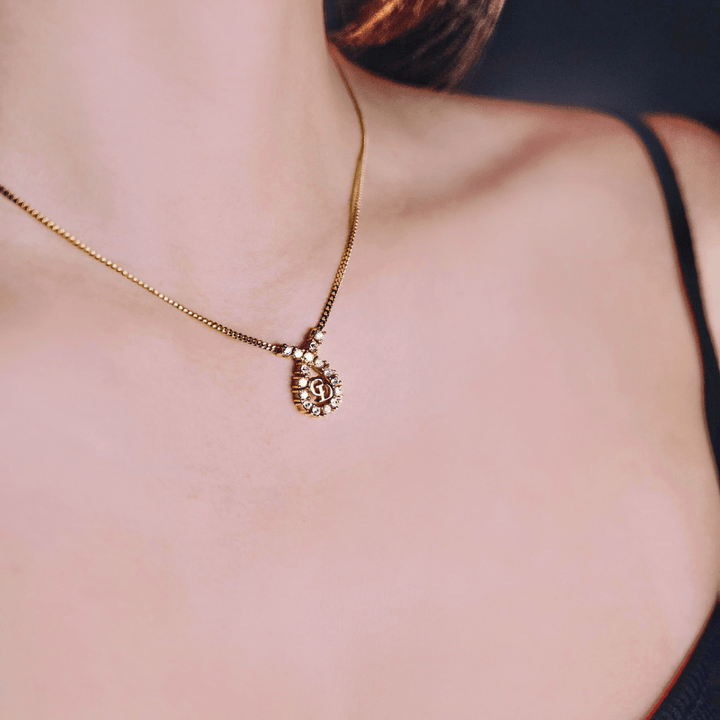 CHRISTIAN DIOR 水滴型吊墜CD閃石項鏈|1980年代款 - Vintasy項鏈