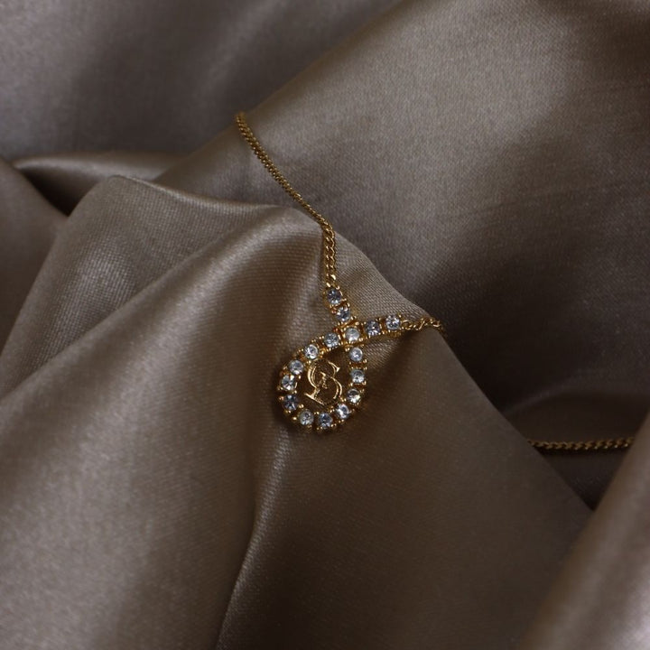 CHRISTIAN DIOR 水滴型吊墜CD閃石項鏈|1980年代款 - Vintasy項鏈