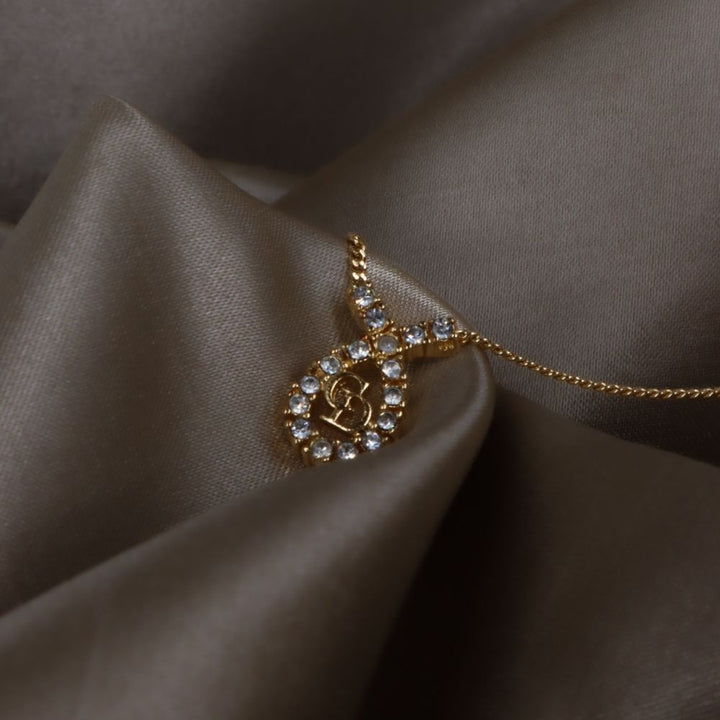 CHRISTIAN DIOR 水滴型吊墜CD閃石項鏈|1980年代款 - Vintasy項鏈