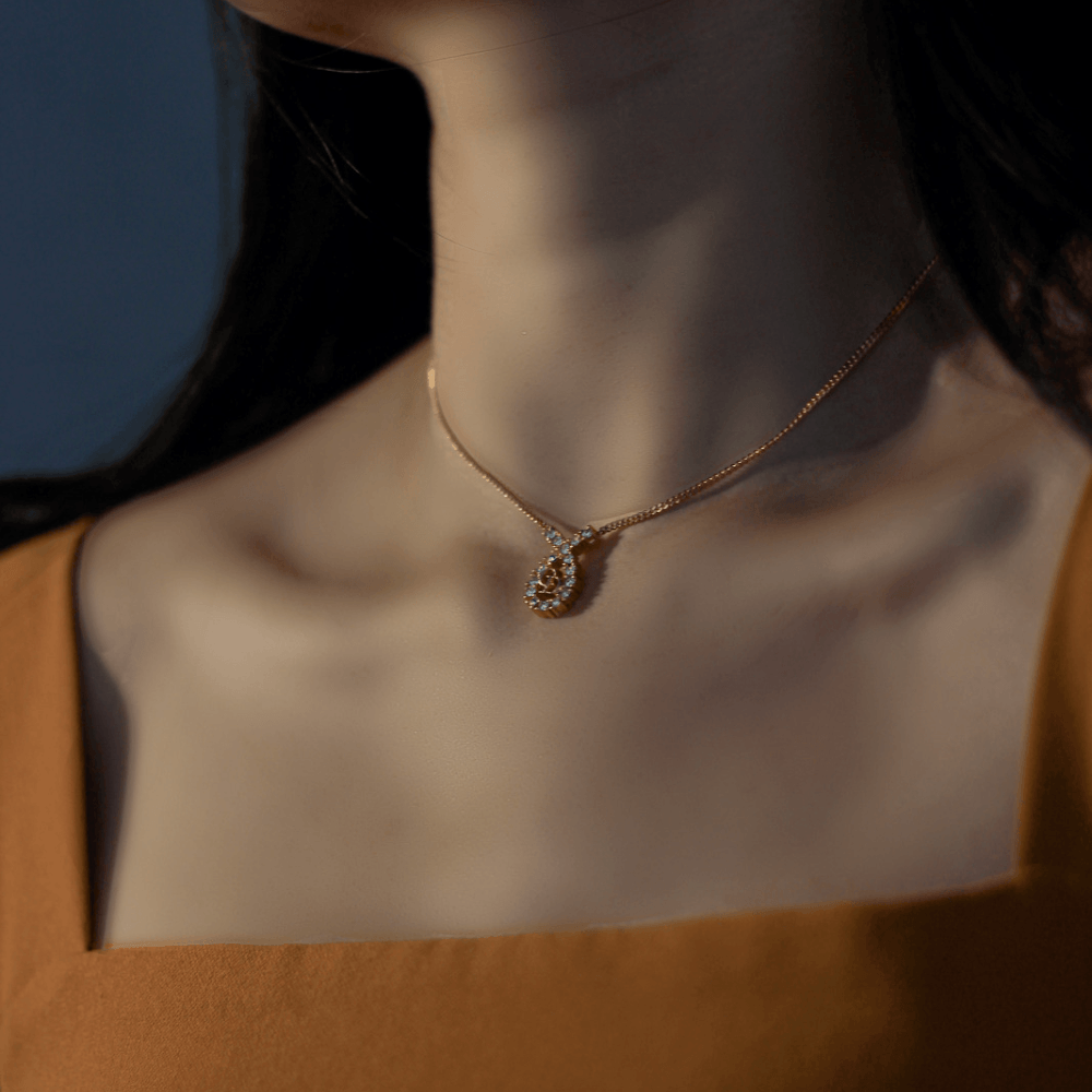 CHRISTIAN DIOR 水滴型吊墜CD閃石項鏈|1980年代款 - Vintasy項鏈