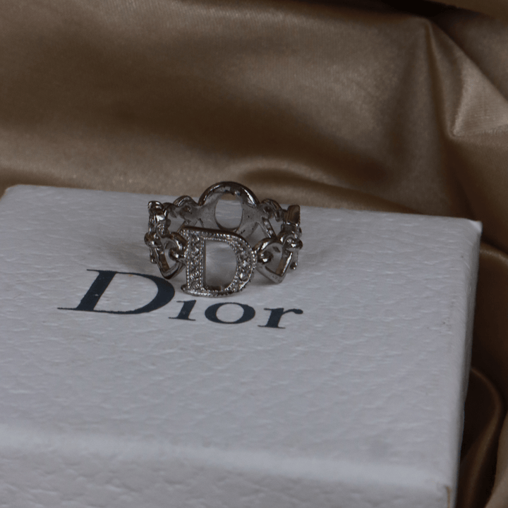 CHRISTIAN DIOR Dior 心心相扣水鑽戒指 - Vintasy