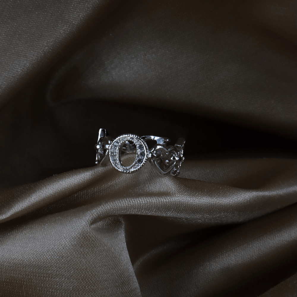 CHRISTIAN DIOR Dior 心心相扣水鑽戒指 - Vintasy