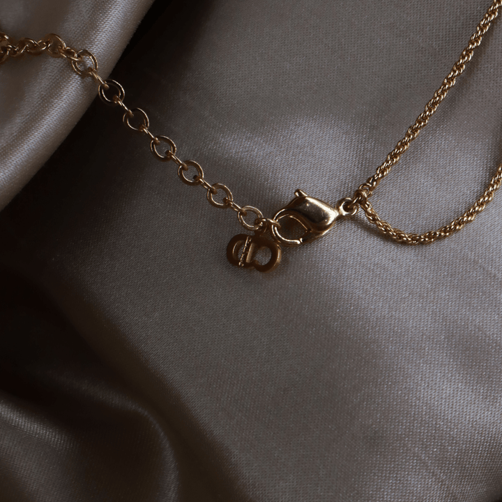 CHRISTIAN DIOR 珍珠Double CD吊墜項鏈 - Vintasy