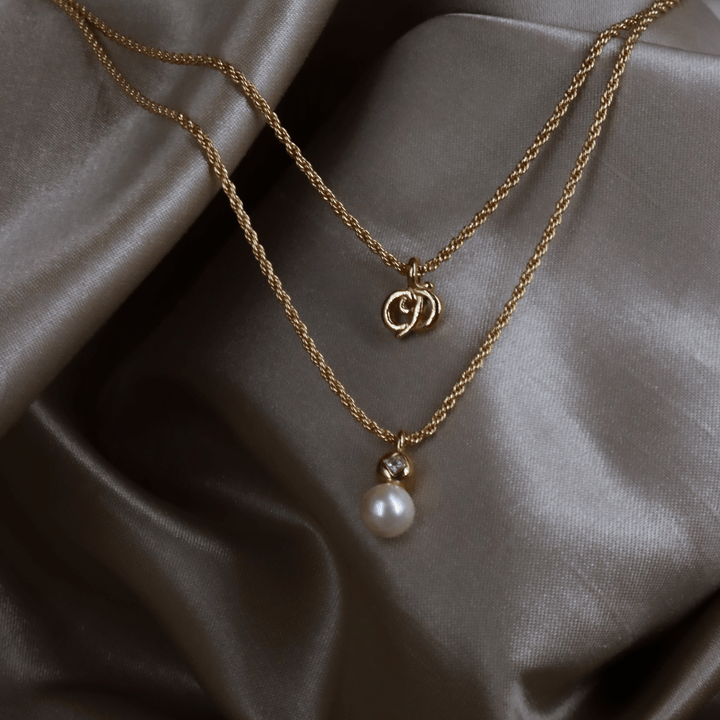 CHRISTIAN DIOR 珍珠Double CD吊墜項鏈 - Vintasy