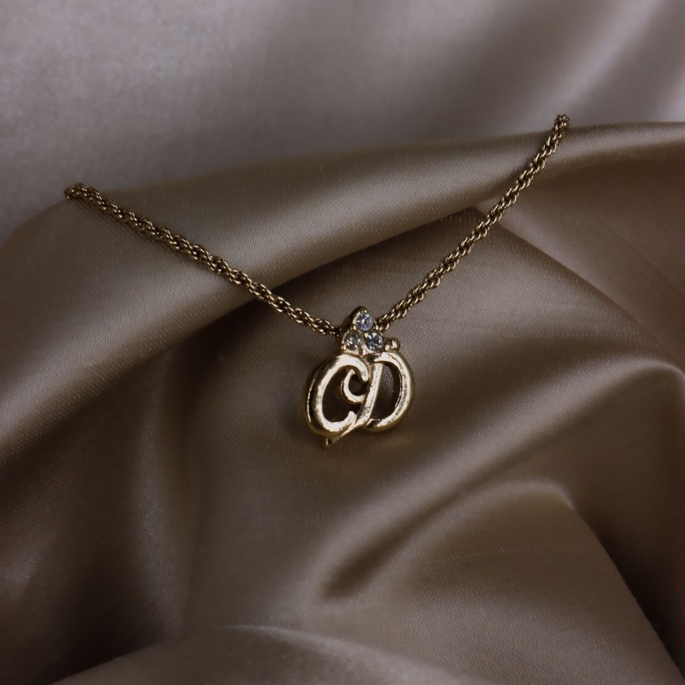 CHRISTIAN DIOR 簡約LOGO吊墜項鏈的 - Vintasy項鏈
