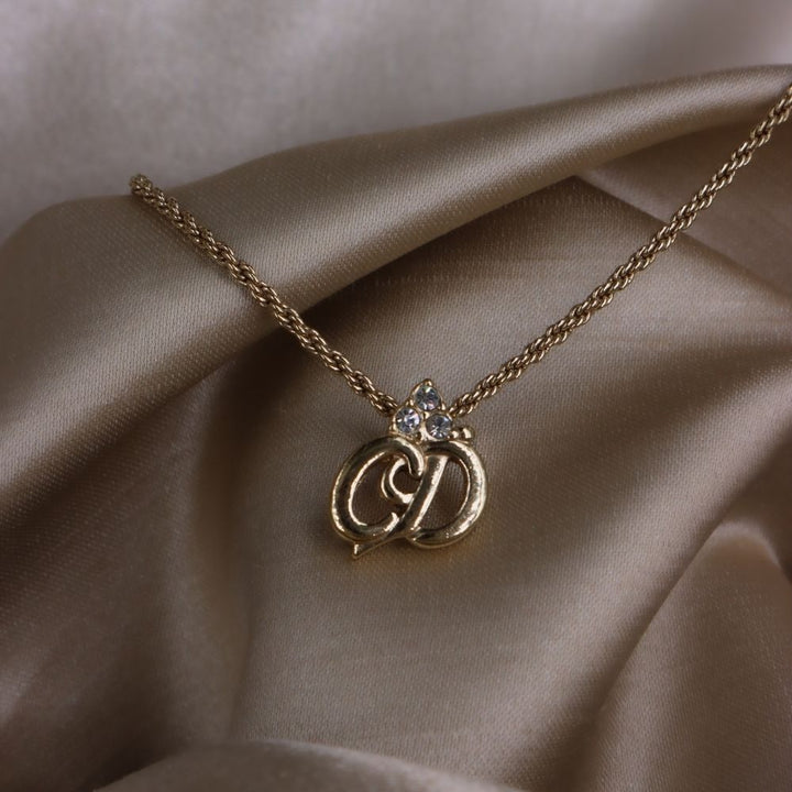 CHRISTIAN DIOR 簡約LOGO吊墜項鏈的 - Vintasy項鏈