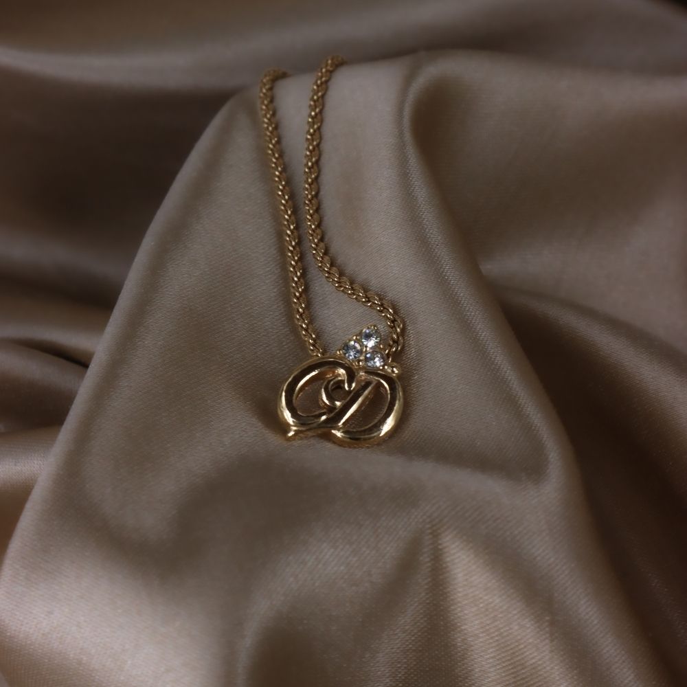 CHRISTIAN DIOR 簡約LOGO吊墜項鏈的 - Vintasy項鏈