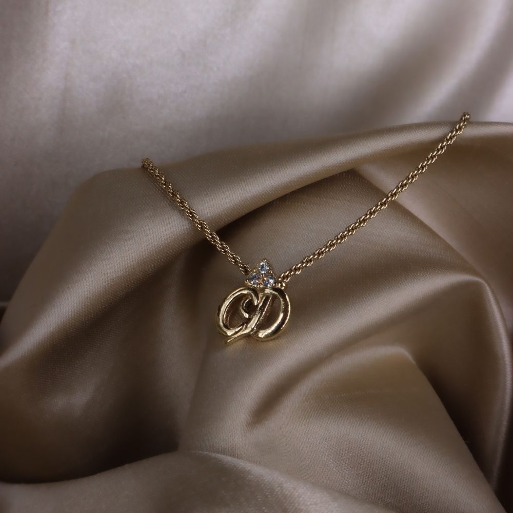 CHRISTIAN DIOR 簡約LOGO吊墜項鏈的 - Vintasy項鏈