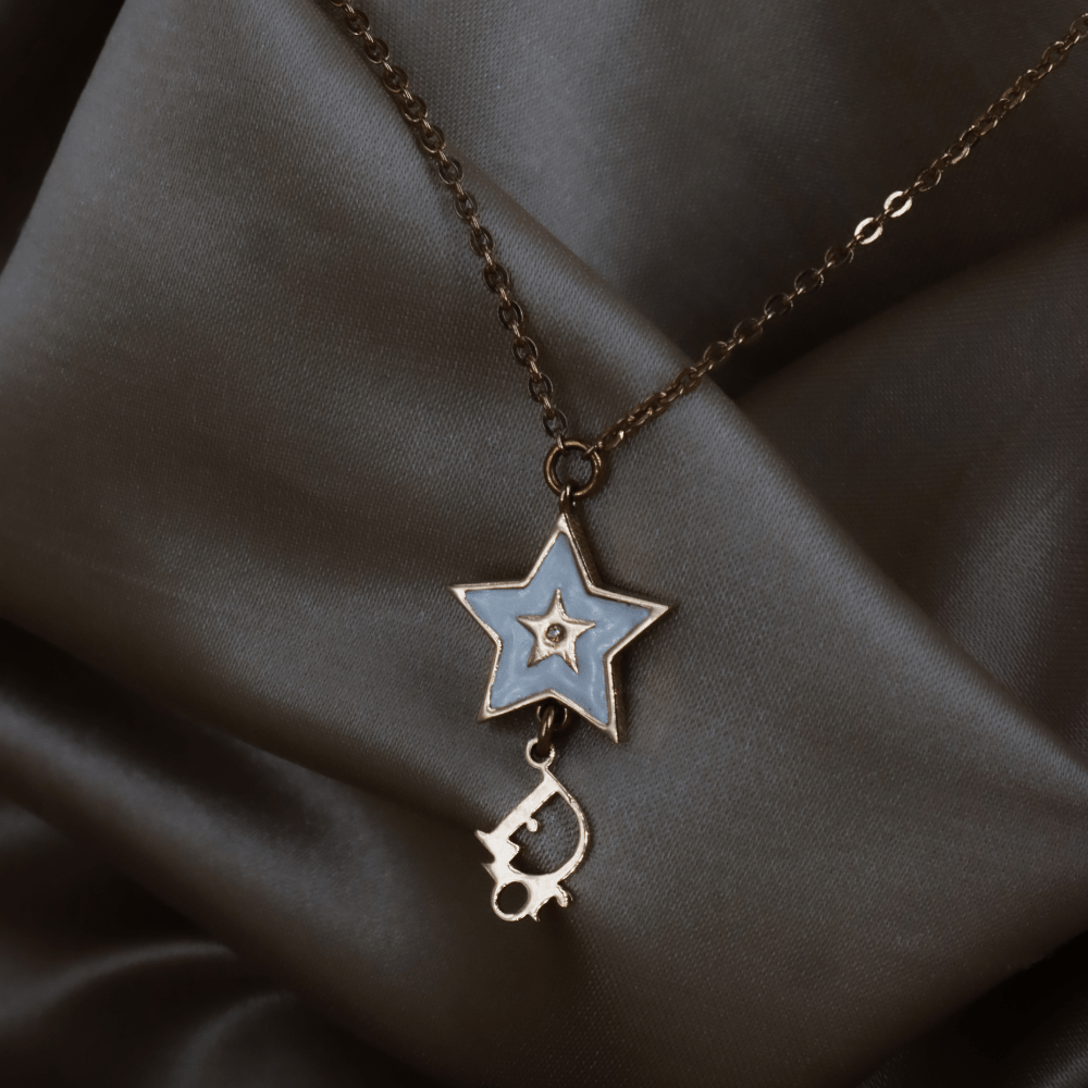 CHRISTIAN DIOR Lucky Star 白琺瑯項鏈 - Vintasy項鏈
