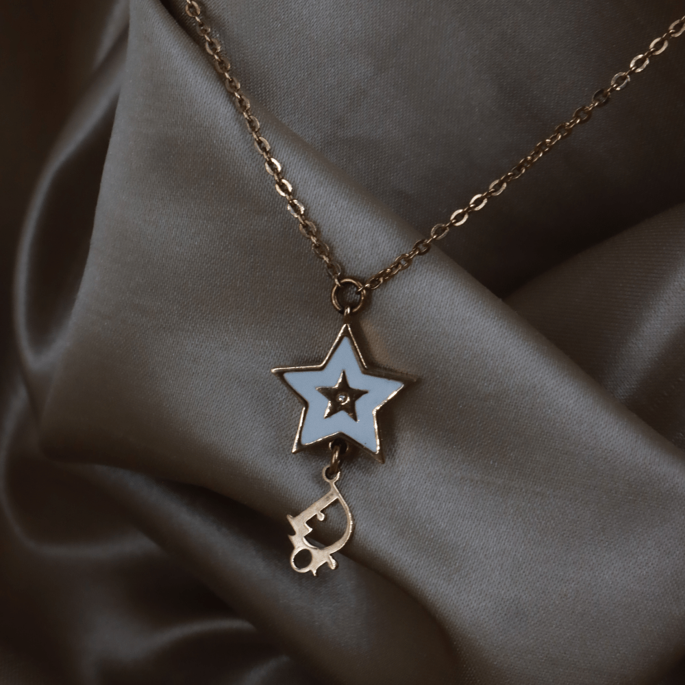 CHRISTIAN DIOR Lucky Star 白琺瑯項鏈 - Vintasy項鏈