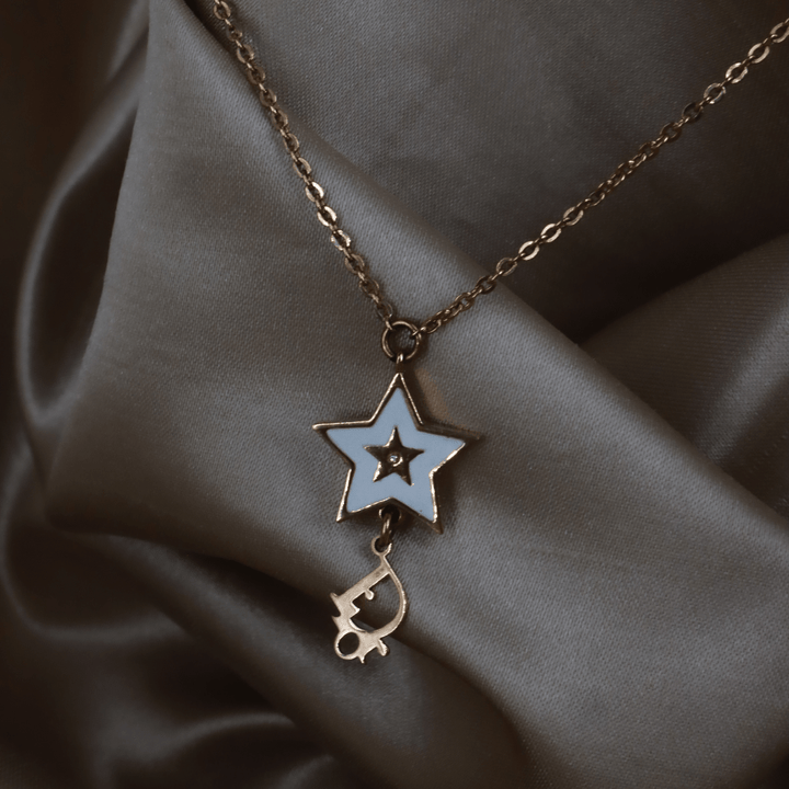 CHRISTIAN DIOR Lucky Star 白琺瑯項鏈 - Vintasy項鏈