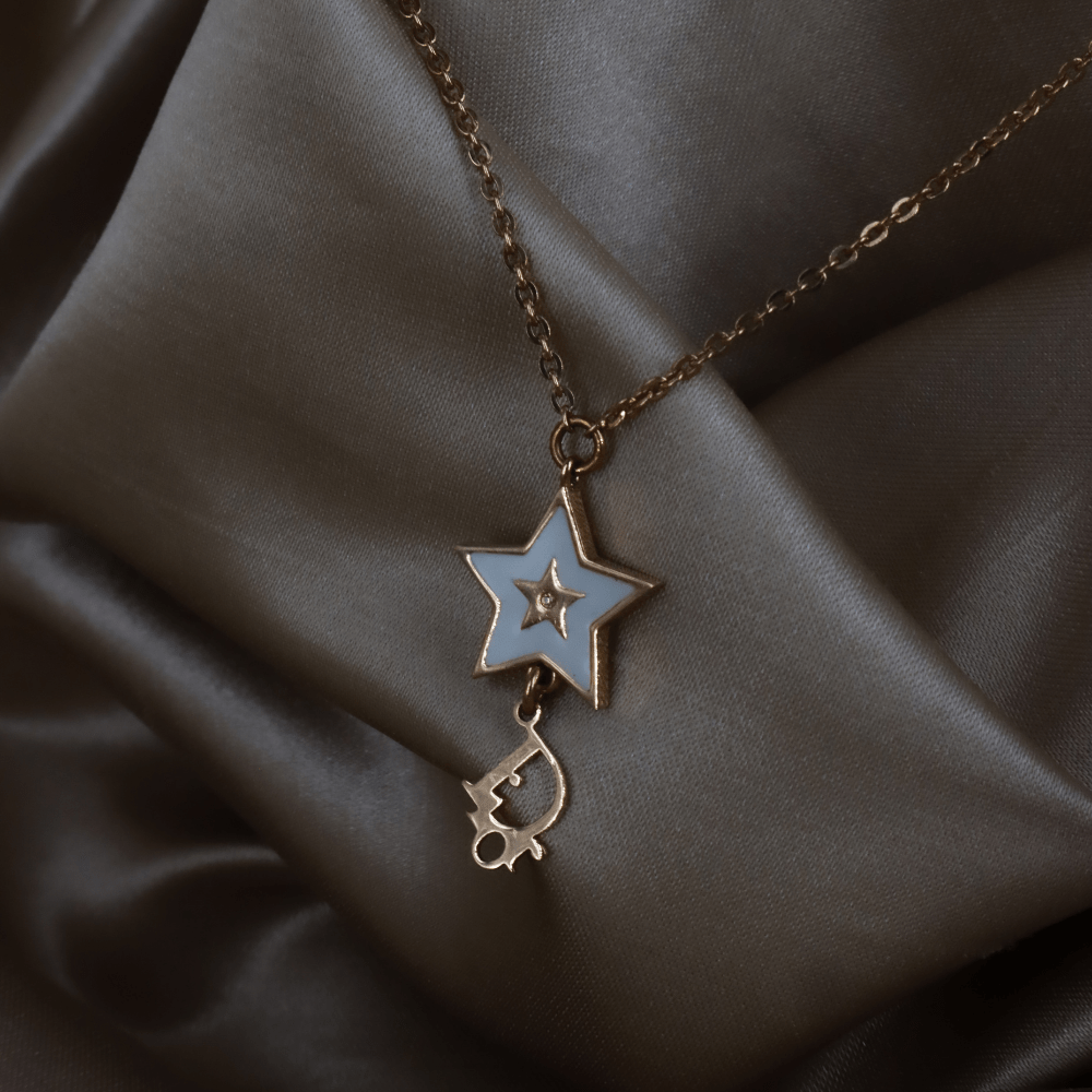 CHRISTIAN DIOR Lucky Star 白琺瑯項鏈 - Vintasy項鏈