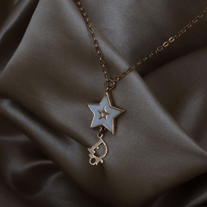 CHRISTIAN DIOR Lucky Star 白琺瑯項鏈 - Vintasy項鏈