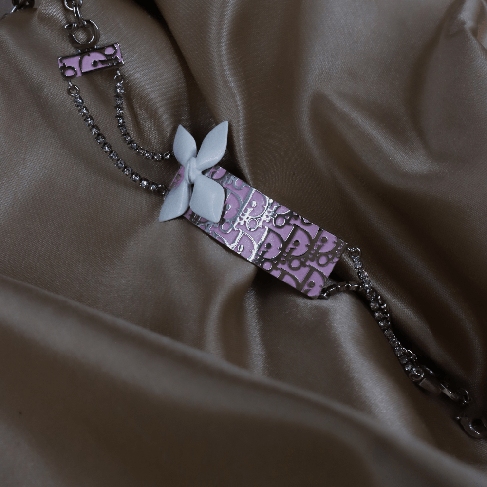 CHRISTIAN DIOR 粉紅珐瑯手鏈 - Vintasy