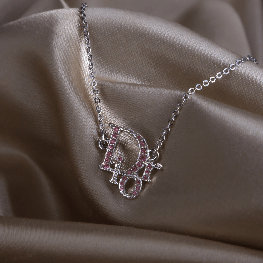 CHRISTIAN DIOR 粉紅閃石吊墜手鏈 | 熱賣手鏈第一位! - Vintasy項鏈