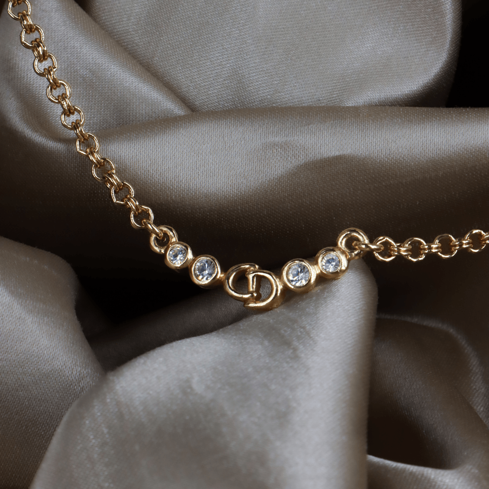 CHRISTIAN DIOR 閃石鎖骨項鏈 | 熱銷第一位 附有原盒 - Vintasy