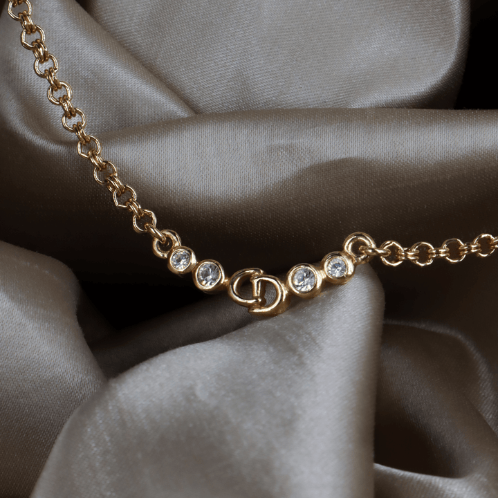 CHRISTIAN DIOR 閃石鎖骨項鏈 | 熱銷第一位 附有原盒 - Vintasy