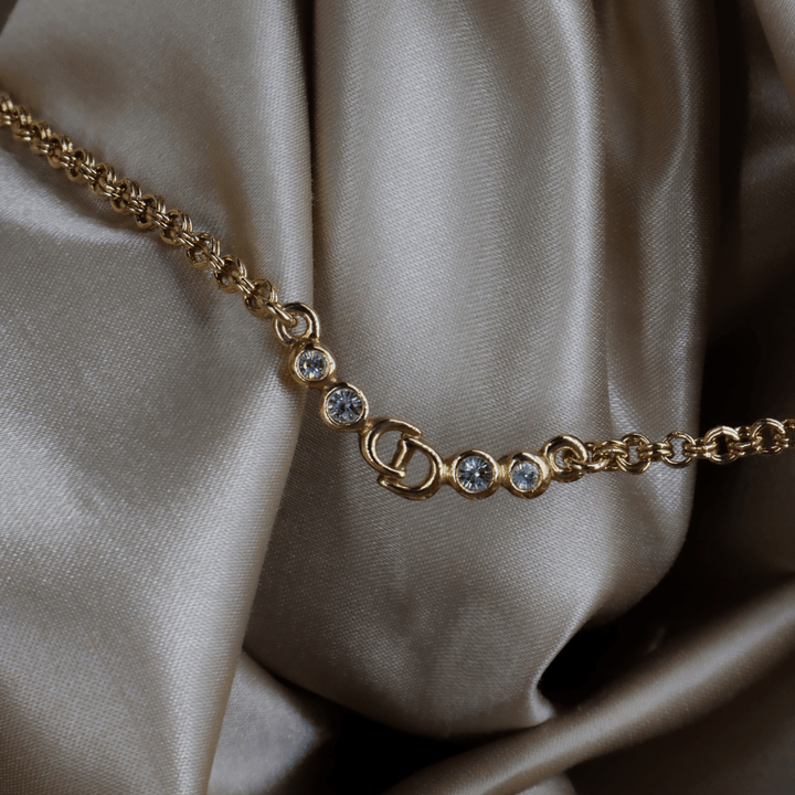 CHRISTIAN DIOR 閃石鎖骨項鏈 | 熱銷第一位 附有原盒 - Vintasy