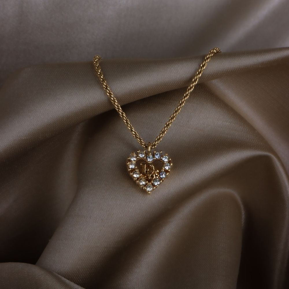 CHRISTIAN DIOR 心型閃石項鏈 | 秒殺熱賣款 - Vintasy項鏈