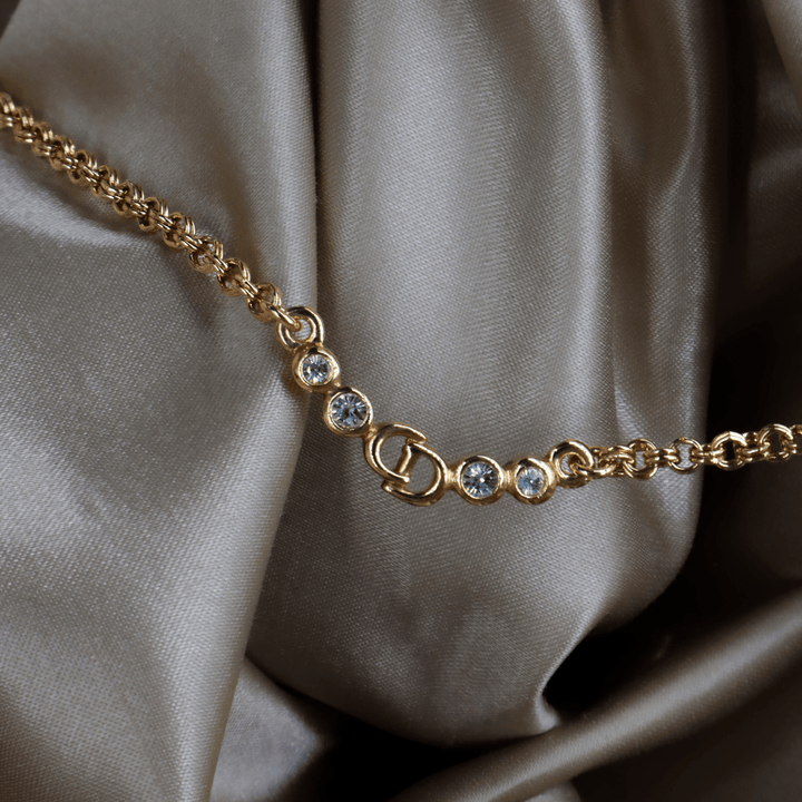 CHRISTIAN DIOR 閃石鎖骨項鏈 | 熱銷第一位 附有原盒 - Vintasy