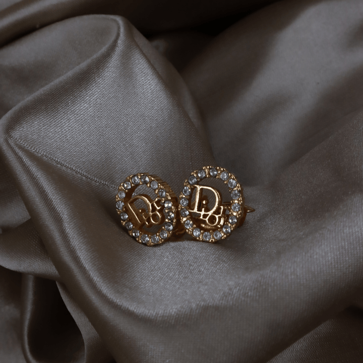 CHRISTIAN DIOR 圓型閃石耳夾 | 典雅時尚款式 - Vintasy