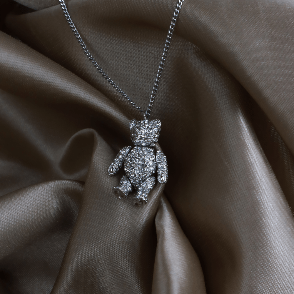 CHRISTIAN DIOR 小熊閃石吊墜項鏈 - Vintasy