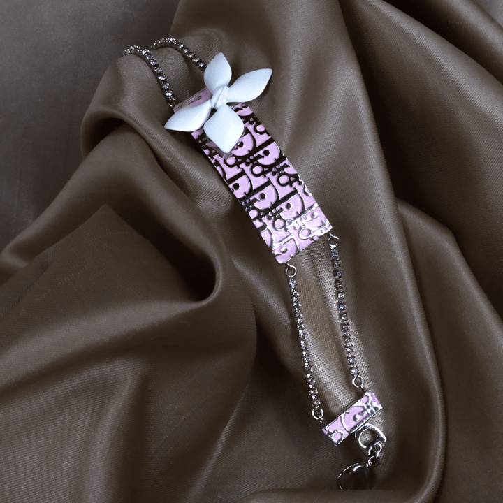 CHRISTIAN DIOR 粉紅珐瑯手鏈 - Vintasy