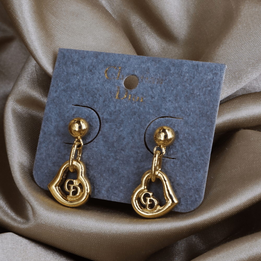 CHRISTIAN DIOR 簡約心心吊墜耳環|未使用級 - Vintasy
