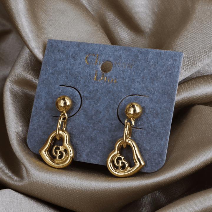 CHRISTIAN DIOR 簡約心心吊墜耳環|未使用級 - Vintasy