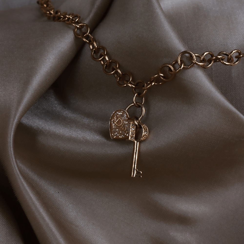 CHRISTIAN DIOR 心鎖雙吊墜項鏈 - Vintasy