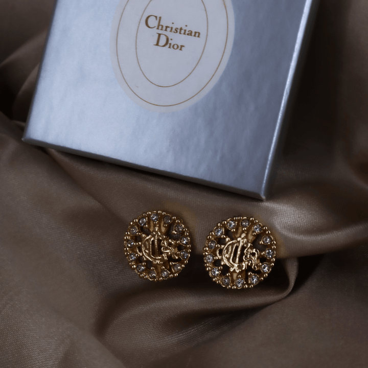 CHRISTIAN DIOR 絕版馬車閃石耳夾 | 附有原盒 - Vintasy項鏈