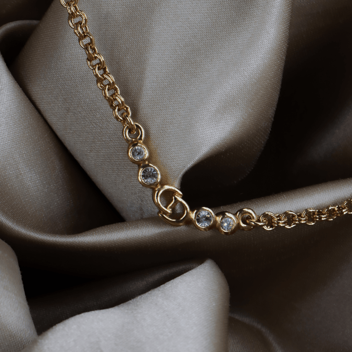CHRISTIAN DIOR 閃石鎖骨項鏈 | 熱銷第一位 附有原盒 - Vintasy