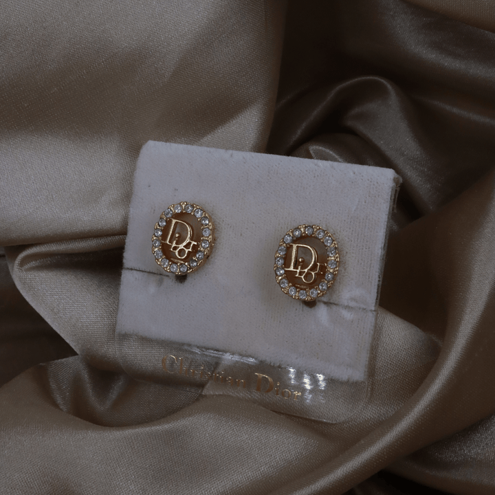 CHRISTIAN DIOR 圓型閃石耳夾 | 典雅時尚款式 - Vintasy