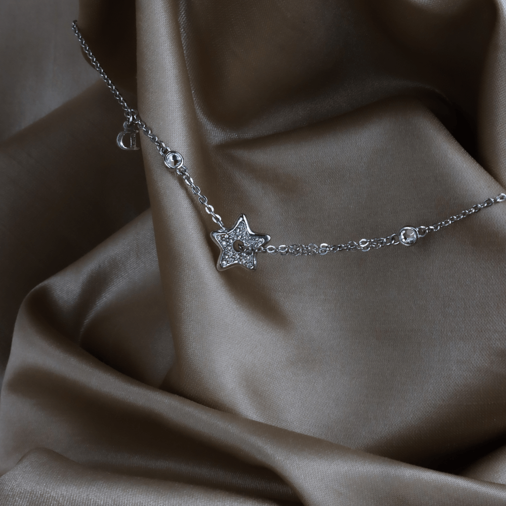 CHRISTIAN DIOR 星閃閃吊墜閃石項鏈 - Vintasy