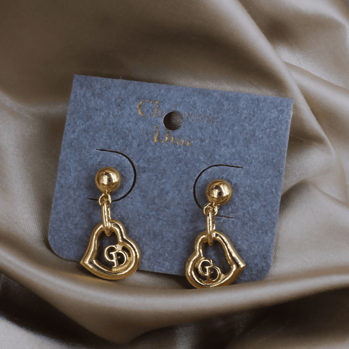 CHRISTIAN DIOR 簡約心心吊墜耳環|未使用級 - Vintasy